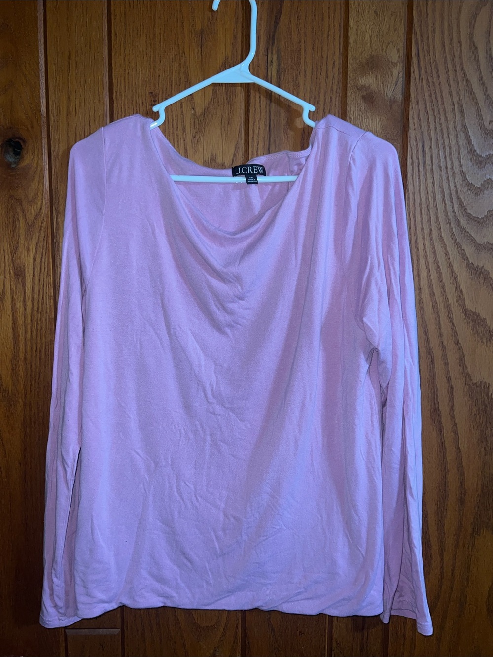 J. Crew Light Pink Long-Sleeve Drape Neck Top Plus Size XXL